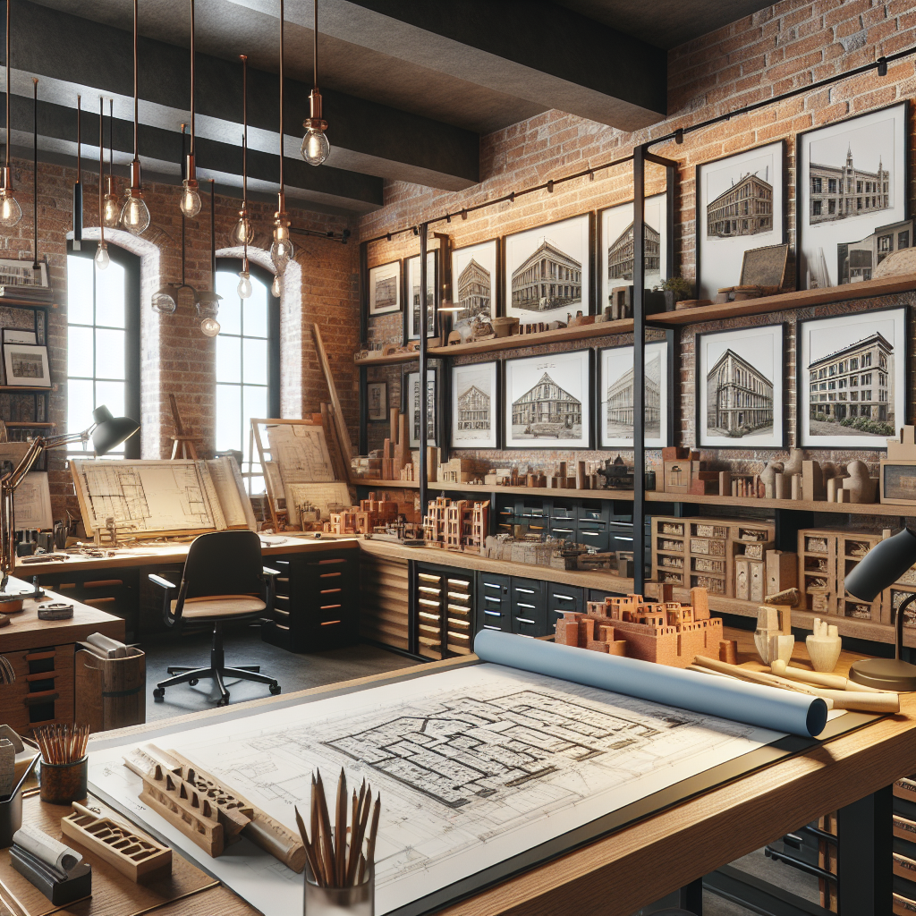 Masonry restoration workshop with samples and tools