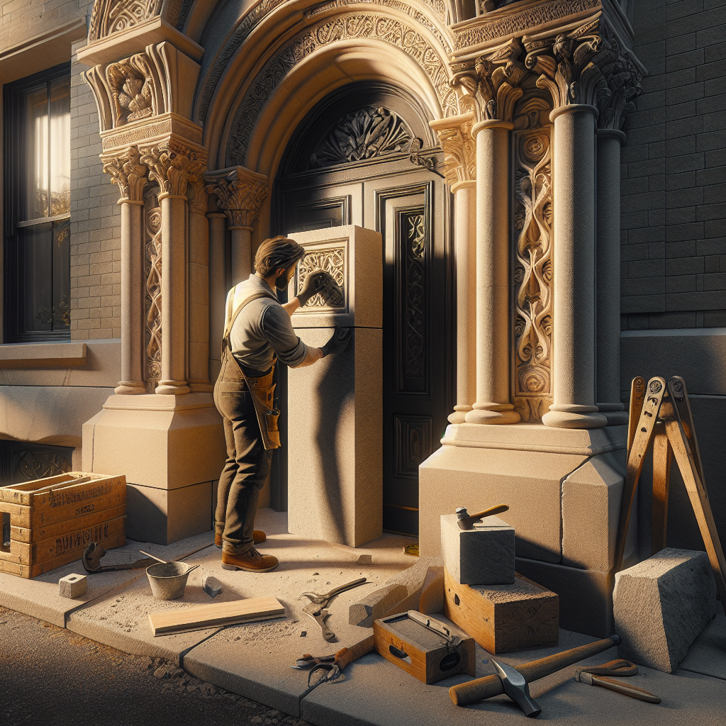 Professional stonework restoration on historic building